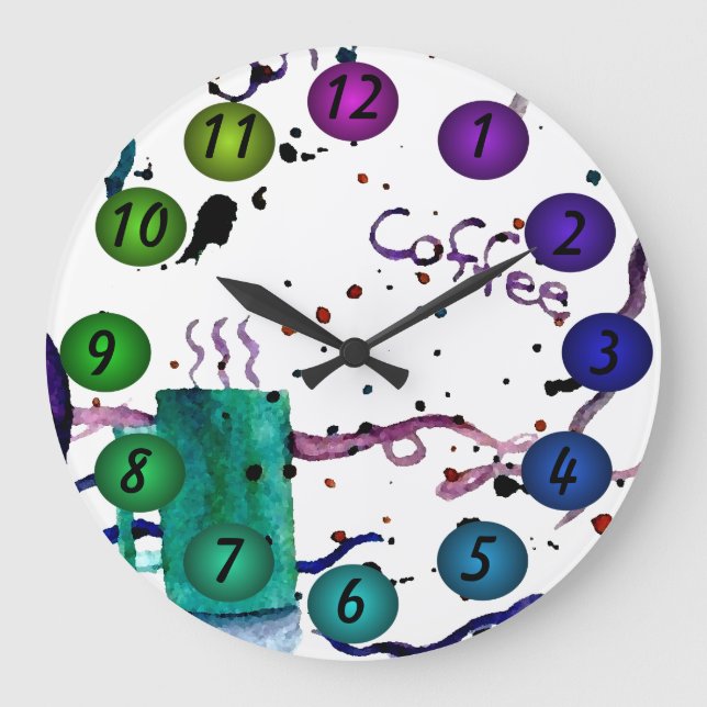 Coffee Floating 3D Colours Design Wall Clock 30k (Front)