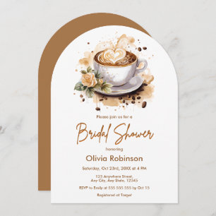 Coffee Floral Love is Brewing Bridal Shower Invitation