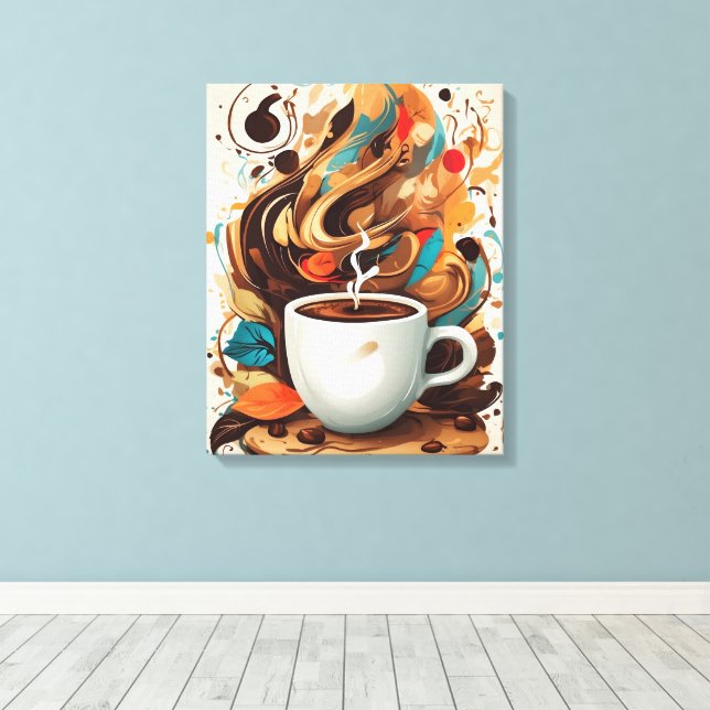 Coffee Flow Art Canvas Print (Insitu(Wood Floor))