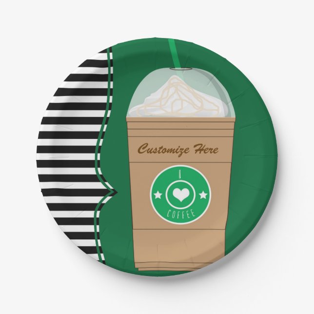 Coffee Frap Modern Chic Cute Birthday Party Paper Plate (Front)