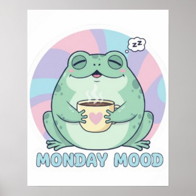 Coffee Frog Poster Cute Frog Drinking Coffee Cosy  (Front)