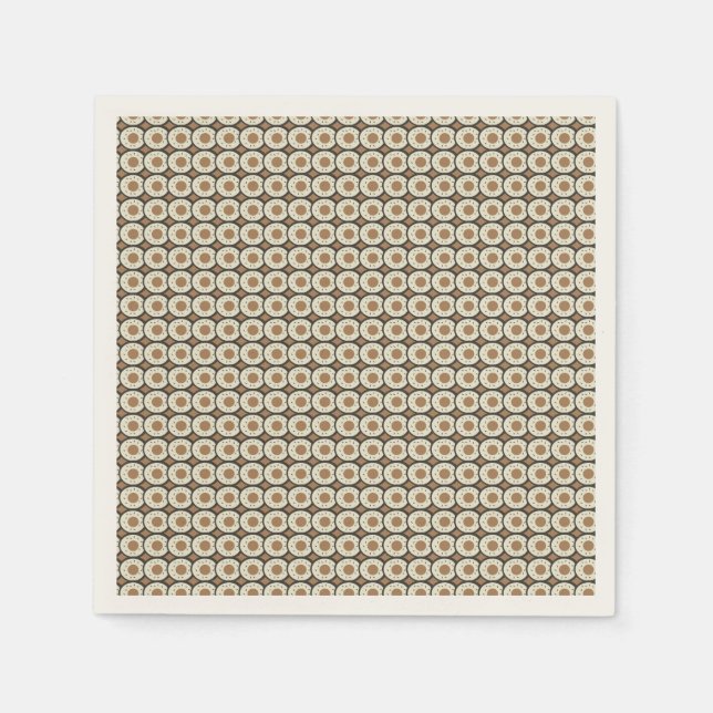Coffee Frosted Doughnuts Brown  Paper Plate Napkin (Front)