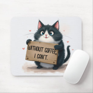 Coffee Fun Quote With Cartoon Cat Mouse Mat