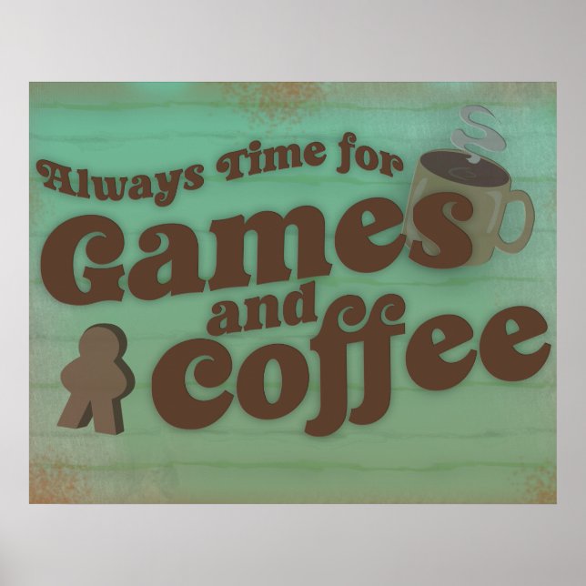 Coffee Games Fun Time Retro Style Art  Poster (Front)