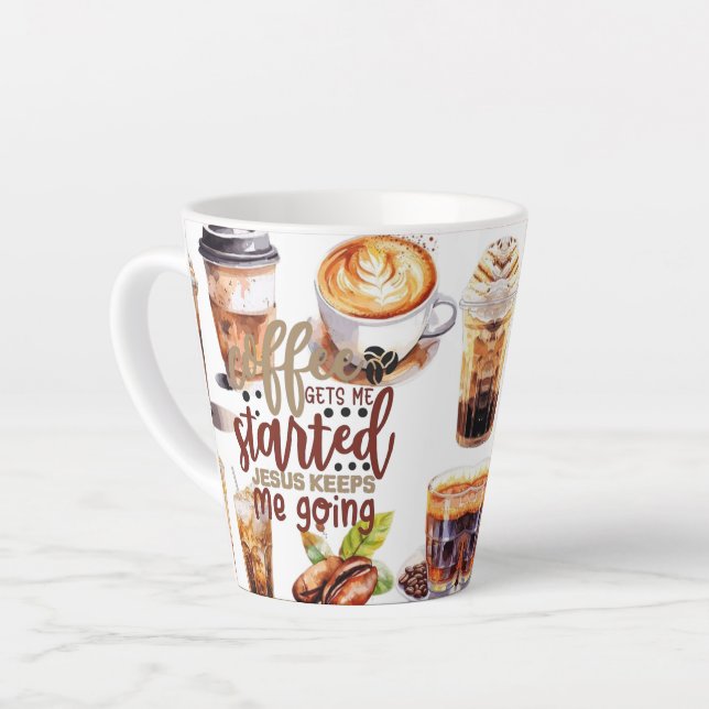 coffee gets me started latte mug (Left Angle)