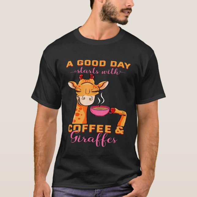 Coffee Giraffe Mug Animal Cappuccino Espresso Bean T-Shirt (Front)