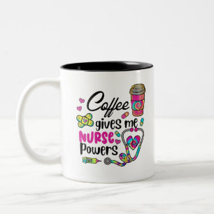 Coffee Gives Me Nurse Powers  Two-Tone Coffee Mug