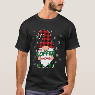 Coffee Gnome Buffalo Plaid Matching Family Christm T-Shirt