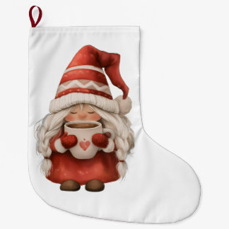 Coffee Gnome Large Christmas Stocking