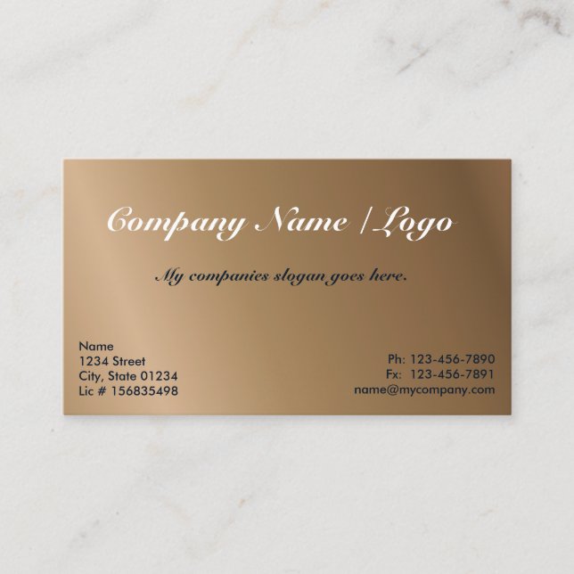 Coffee Gradient One Sided Business Card Template (Front)