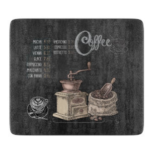 Coffee Grinder Chalkboard Art: Glass Cutting Board
