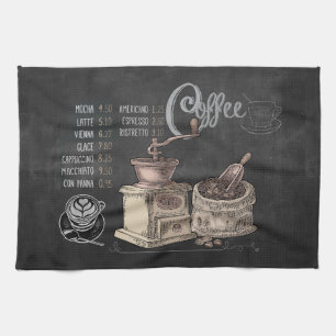 Coffee Grinder: Chalkboard Coffee Art Tea Towel