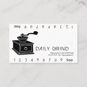 Coffee Grinder Grind Punchard Loyalty Card
