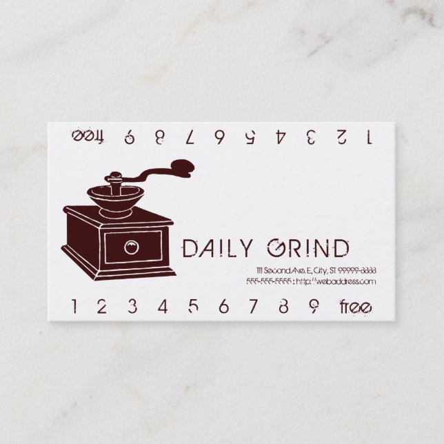 Coffee Grinder / Loyalty Punch Card (Front)