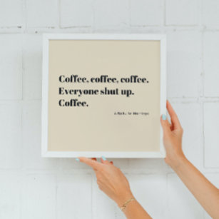 Coffee Haiku for Mornings black Typography Faux Canvas Print