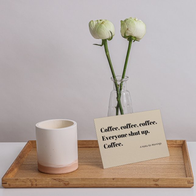 Coffee Haiku for Mornings black Typography Postcard (Creator Uploaded)