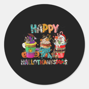 Coffee Halloween Thanksgiving Christmas Happy Hall Classic Round Sticker