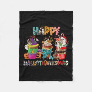 Coffee Halloween Thanksgiving Christmas Happy Hall Fleece Blanket
