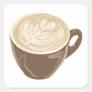 coffee heart art square sticker