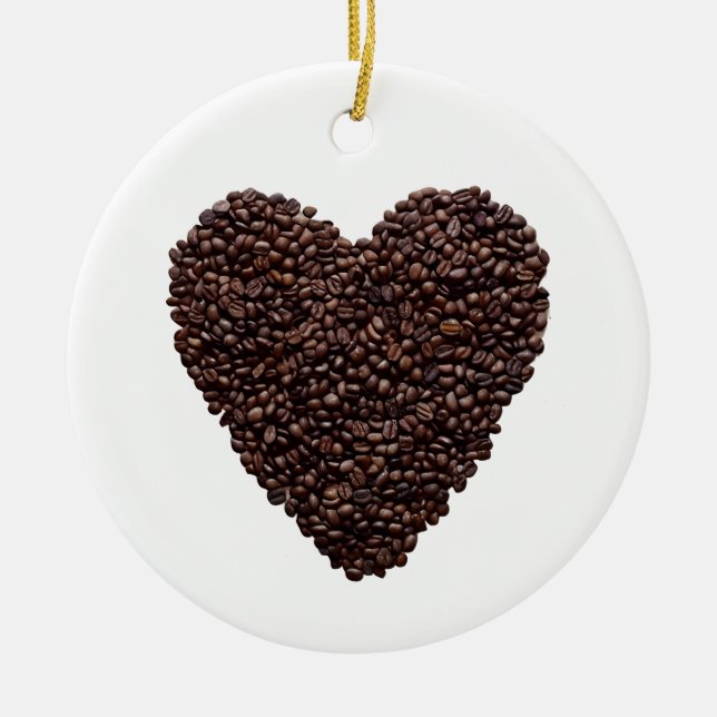 Coffee Heart Ceramic Tree Decoration (Front)