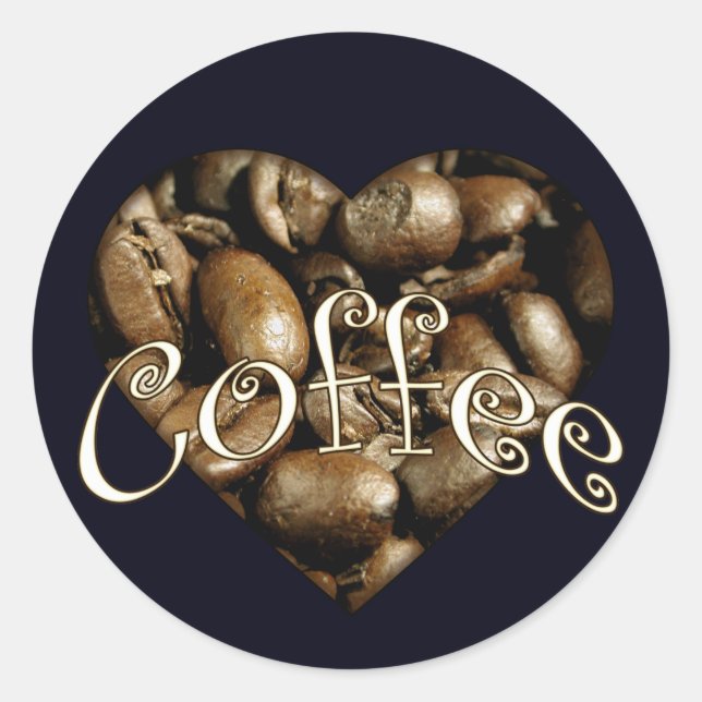 Coffee Heart Classic Round Sticker (Front)
