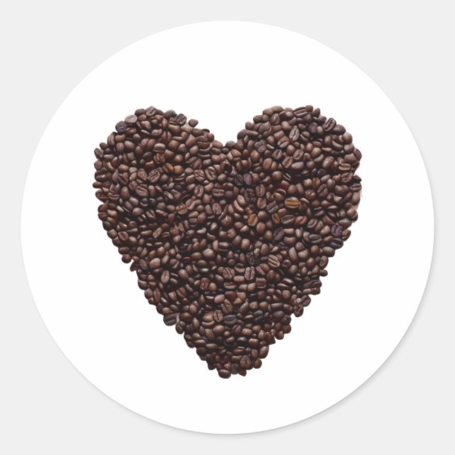Coffee Heart Classic Round Sticker (Front)