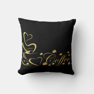 Coffee Heart Gold Cushion