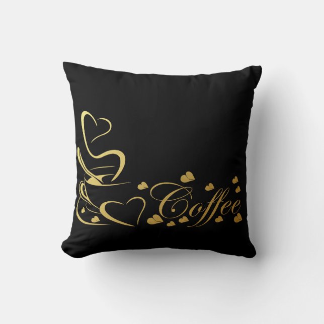 Coffee Heart Gold Cushion (Front)