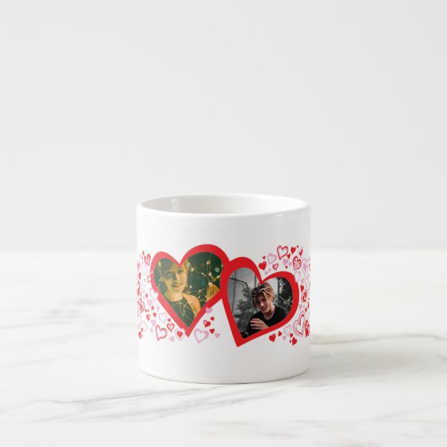 Coffee heart photos lovers or wedding espresso cup (Front)