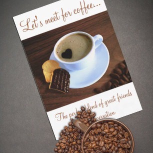 Coffee? Heart Shaped Foam Coffee Cup Cookie Invitation