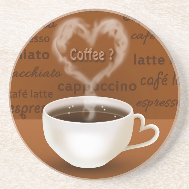 Coffee? Heart Shaped Smoke Coaster (Front)