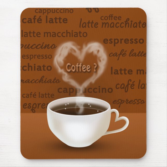 Coffee? Heart Shaped Smoke Mouse Mat (Front)