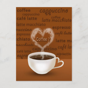 Coffee? Heart Shaped Smoke Postcard