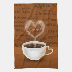 Coffee? Heart Shaped Smoke Tea Towel