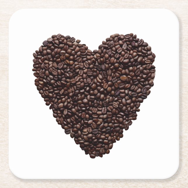 Coffee Heart Square Paper Coaster (Front)