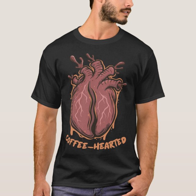 Coffee Hearted Heart Anatomy Caffeine Coffee Lover T-Shirt (Front)