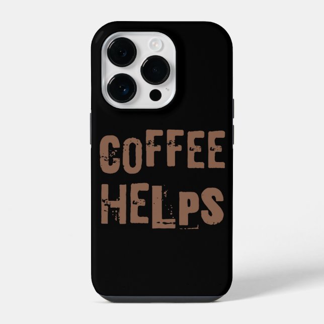 coffee helps funny retro typography cafe saying iPhone case (Back)