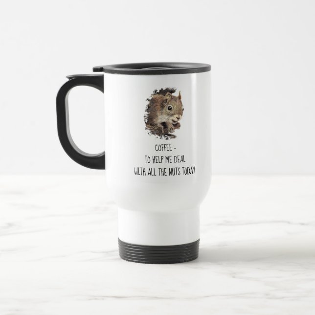 Coffee helps Me Deal with all the Nuts Squirrel  M Travel Mug (Left)