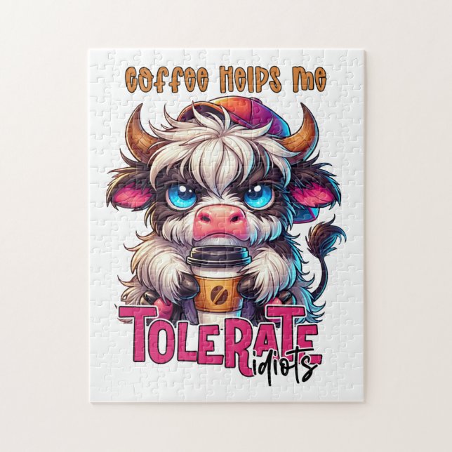 Coffee Helps Me Tolerate Idiots  Jigsaw Puzzle (Vertical)