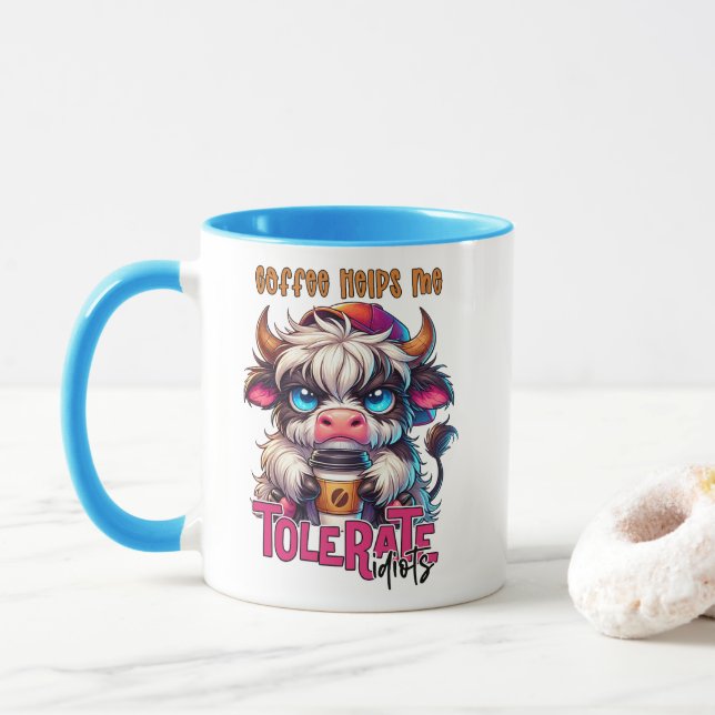 Coffee Helps Me Tolerate Idiots  Mug (With Donut)