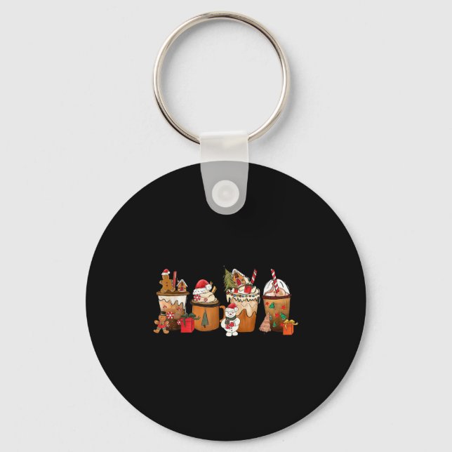 Coffee Hot Cocoa Merry Christmas Xmas Family Pajam Key Ring (Front)
