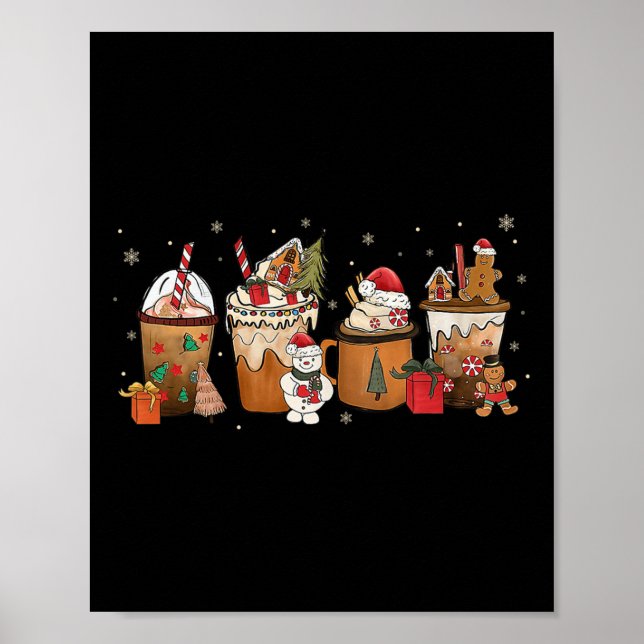 Coffee Hot Cocoa Merry Christmas Xmas Family  Poster (Front)