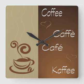 coffee hour square wall clock