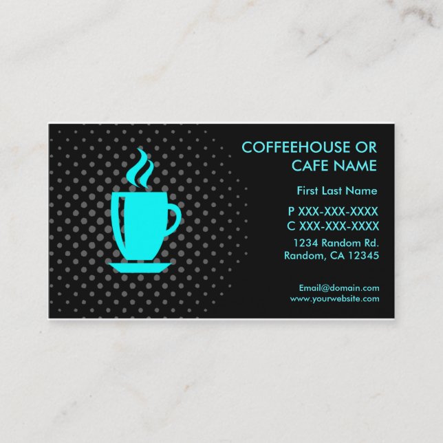 Coffee house cafe customisable business cards (Front)