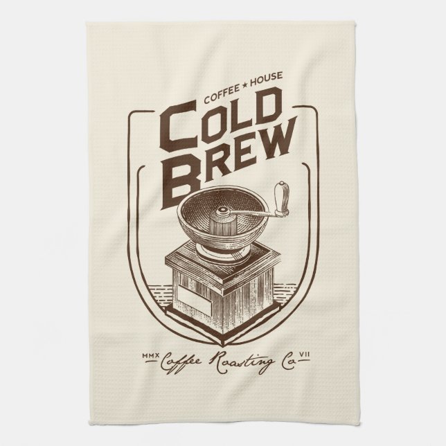 Coffee House Cold Brew Coffee Roasting Company Tea Towel (Vertical)