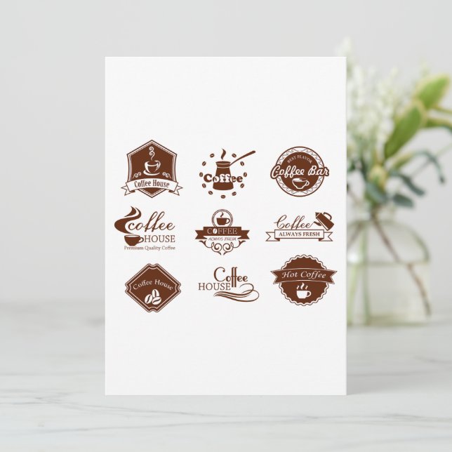 Coffee House Label Signs Invitation (Standing Front)