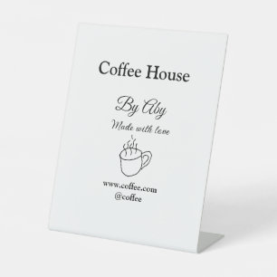 Coffee house made with love add text website socia pedestal sign
