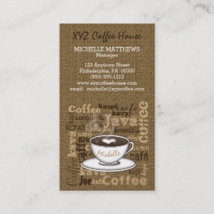 Coffee House Manager Barista Burlap Look Template Business Card