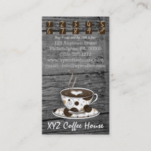 Coffee House Punch Cards Rustic Wood Template