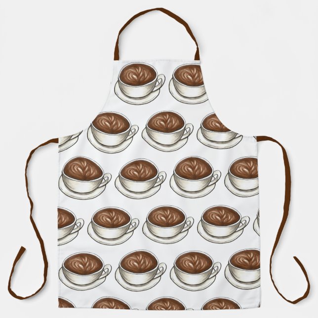 Coffee House Shop Cappuccino Latte Art Cup Café Apron (Front)
